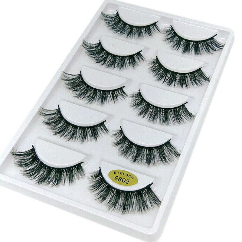 3D False Eyelashes, 5 Pairs - Light Natural Wisp
