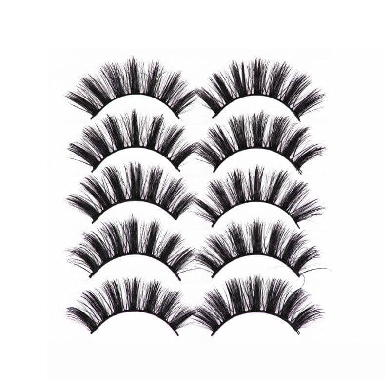 3D False Eyelashes, 5 Pairs - Thick Spiky Style 47