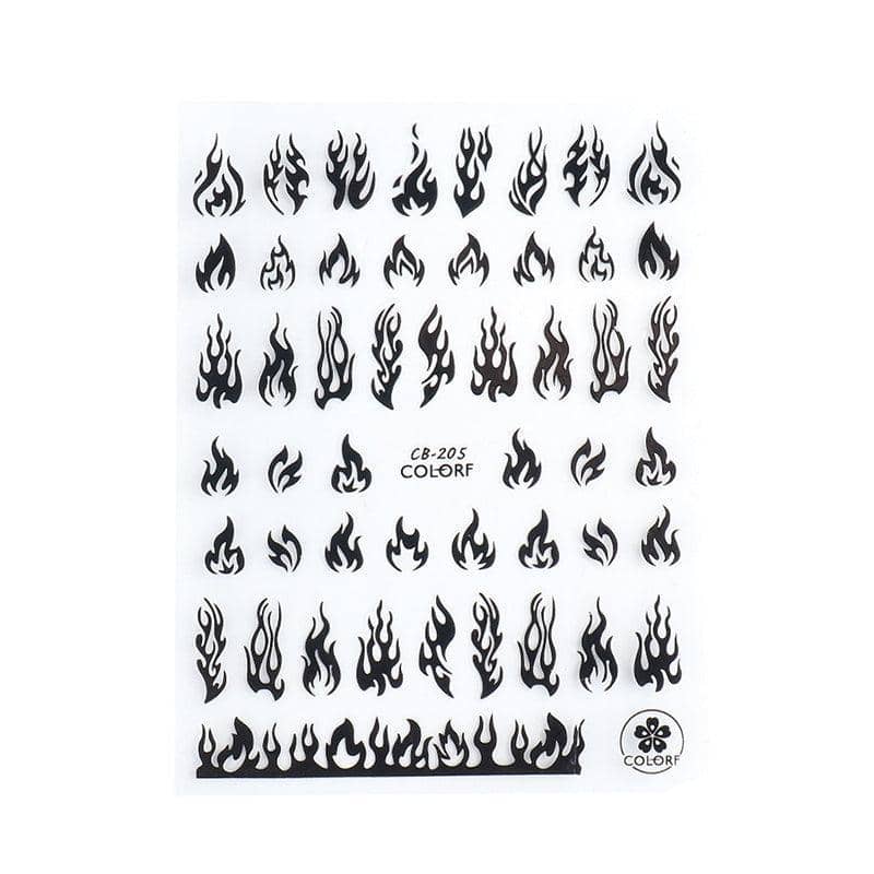 3D Flame Nail Stickers - Black