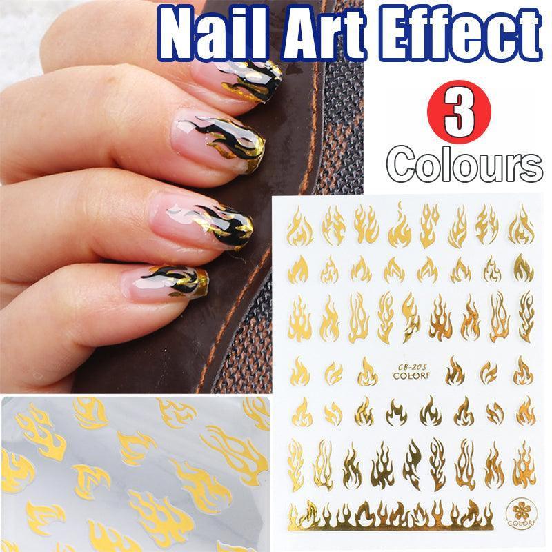 3D Flame Nail Stickers - White - view 2