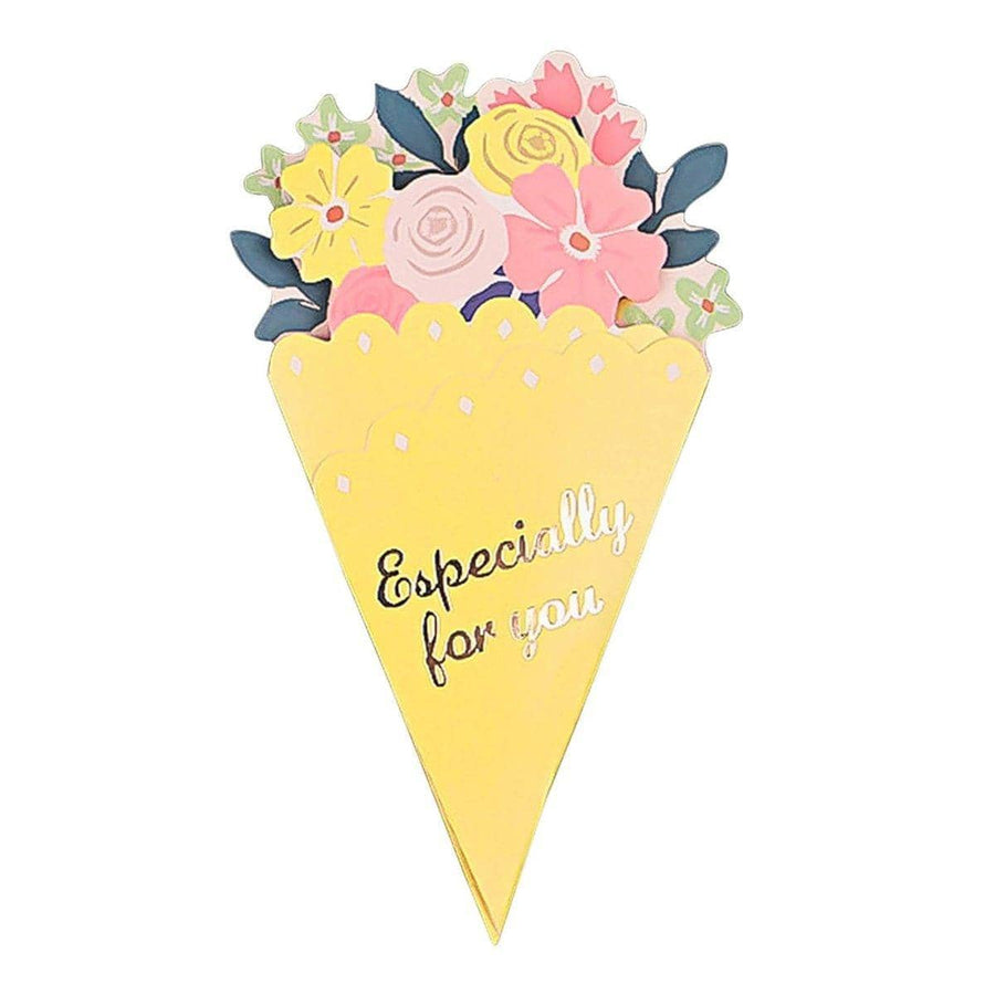 3D Flower Bouquet Greeting Cards, Pack of 20 - Yellow