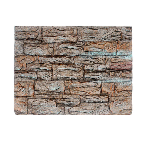 3D Foam Reptile Tank Background Board, 60 x 45 cm - Rust and Tan Stacked Stone Wall