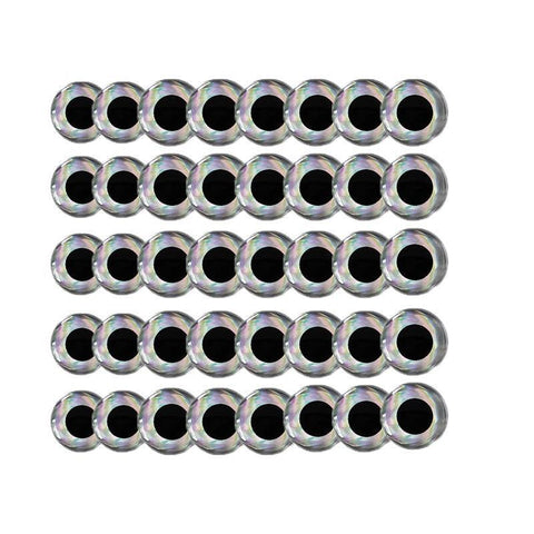 3D Holographic Fishing Lure Eyes - 5 mm, Silver, Pack of 100
