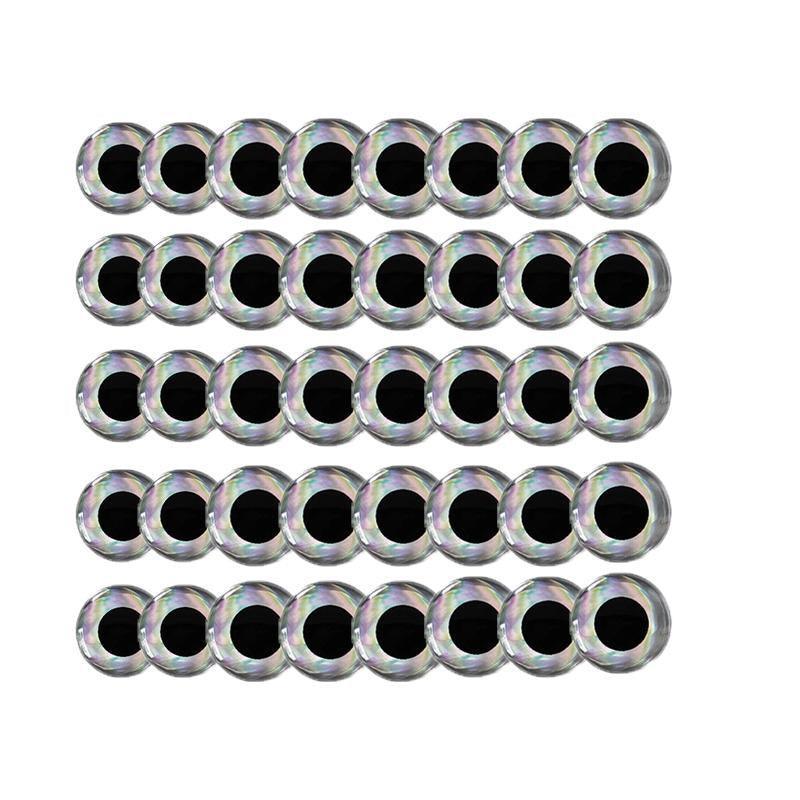 3D Holographic Fishing Lure Eyes - 5 mm, Silver, Pack of 100