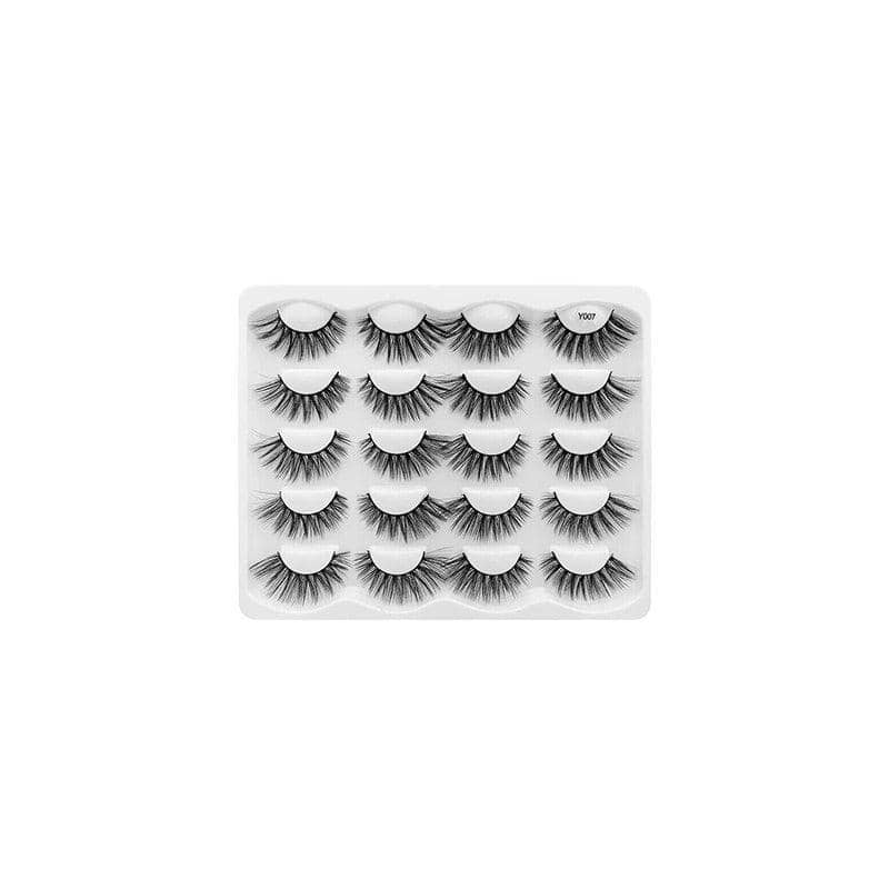 3D Mink False Eyelashes, 10 Pairs - Long Dramatic Spikes (Y007)