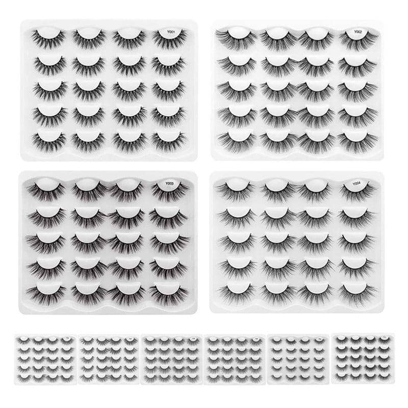 3D Mink False Eyelashes, 10 Pairs - Long Dramatic Spikes (Y007) - view 3