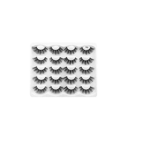 3D Mink False Eyelashes, 10 Pairs - Long Fluffy Volume (Y002)