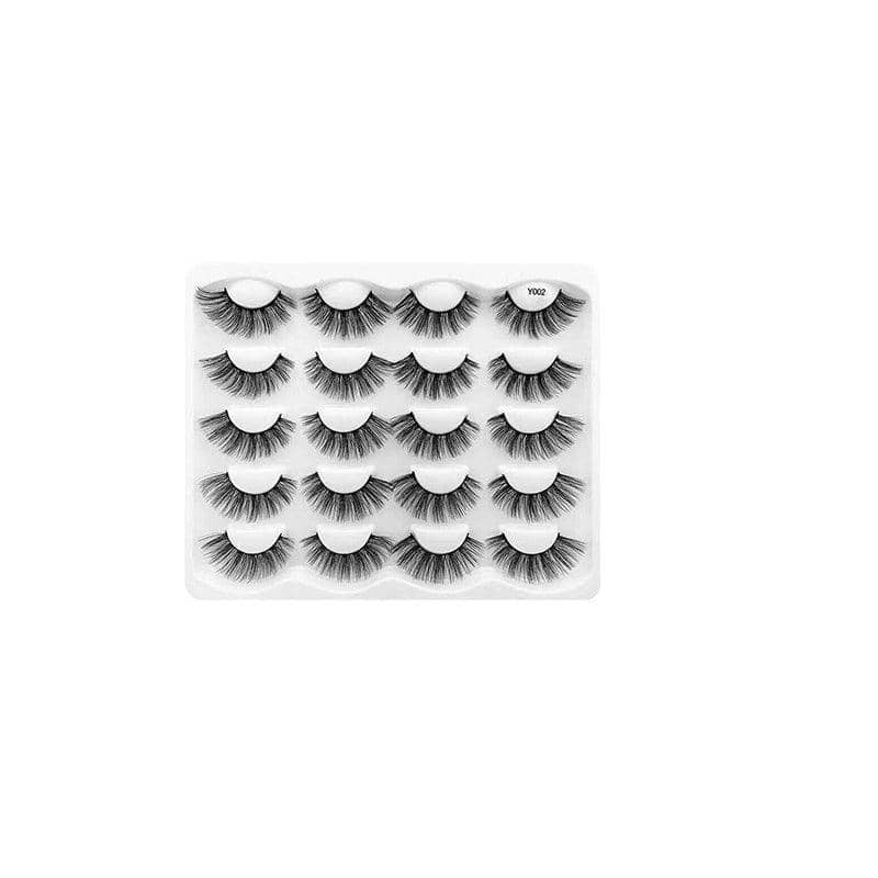 3D Mink False Eyelashes, 10 Pairs - Long Fluffy Volume (Y002)