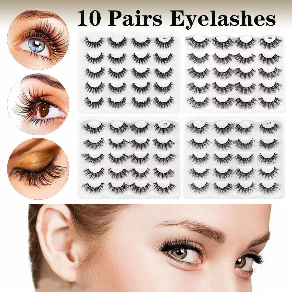 3D Mink False Eyelashes, 10 Pairs - Long Wispy Spikes (Y006) - view 2