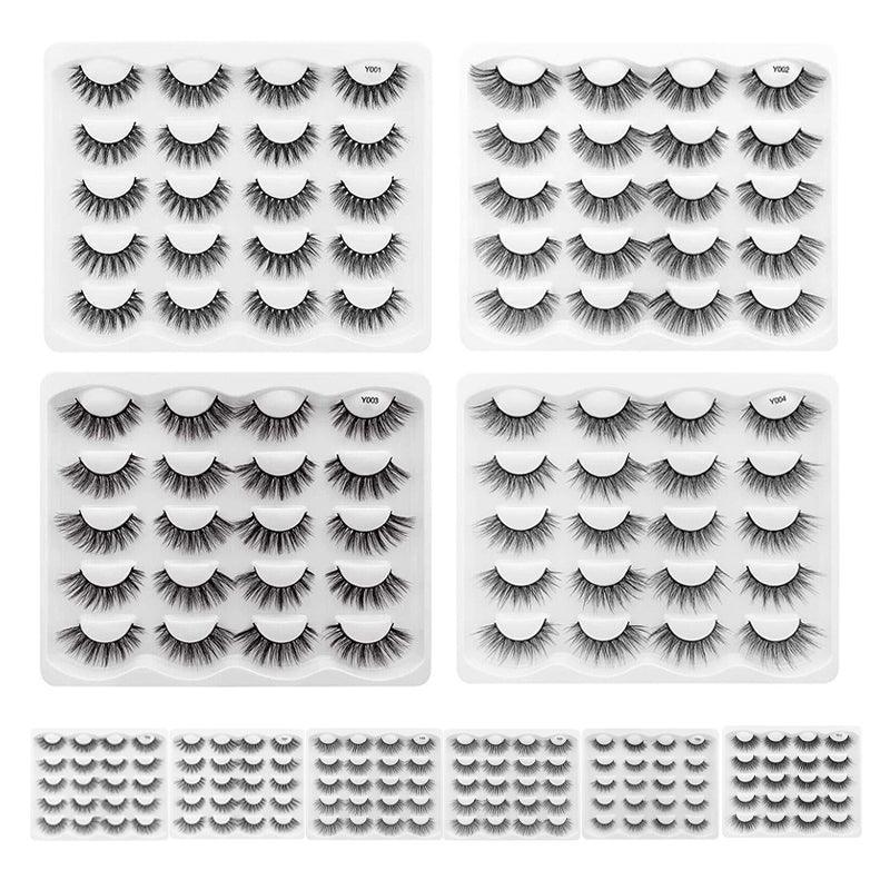 3D Mink False Eyelashes, 10 Pairs - Long Wispy Spikes (Y006) - view 3