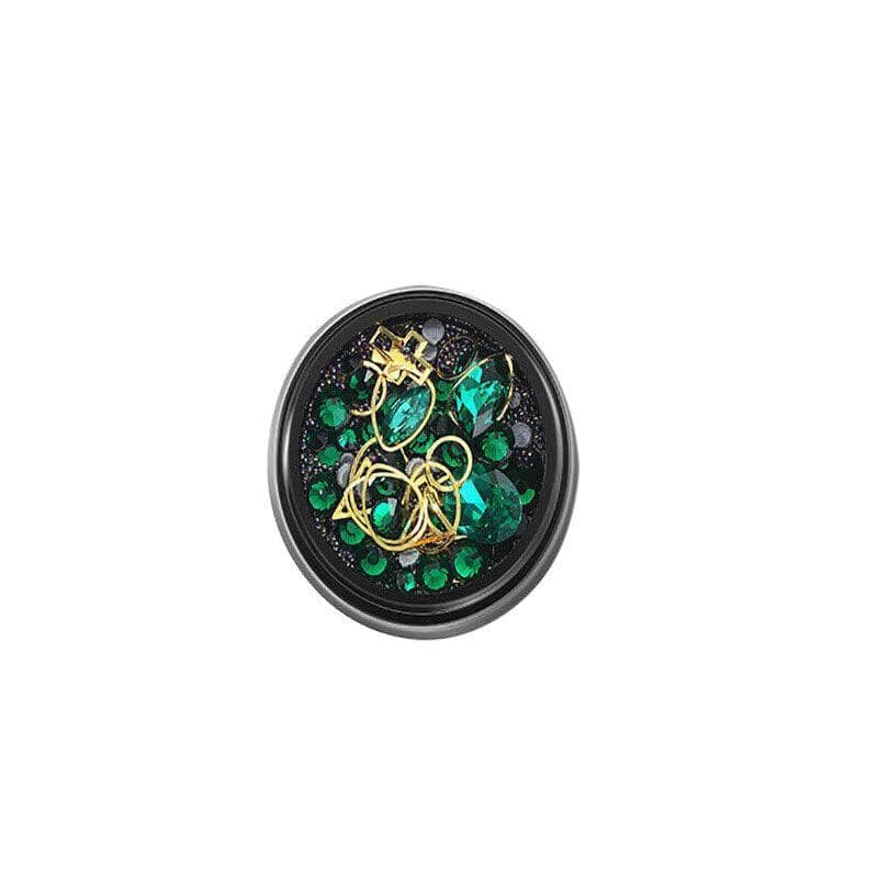3D Nail Art Rhinestone Decoration Jar - Emerald Green Crystals