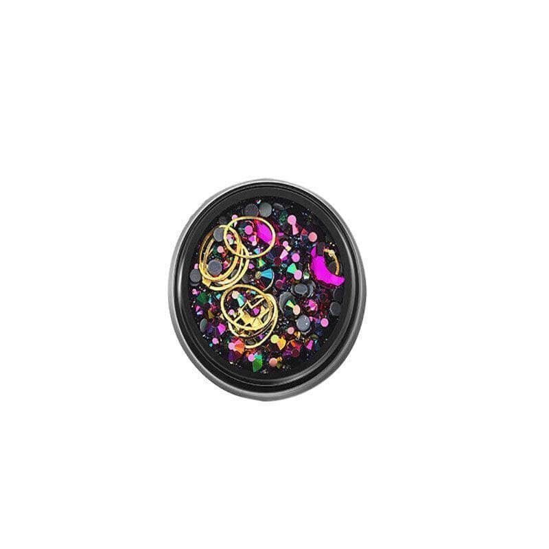 3D Nail Art Rhinestone Decoration Jar - Magenta and Green Crystals