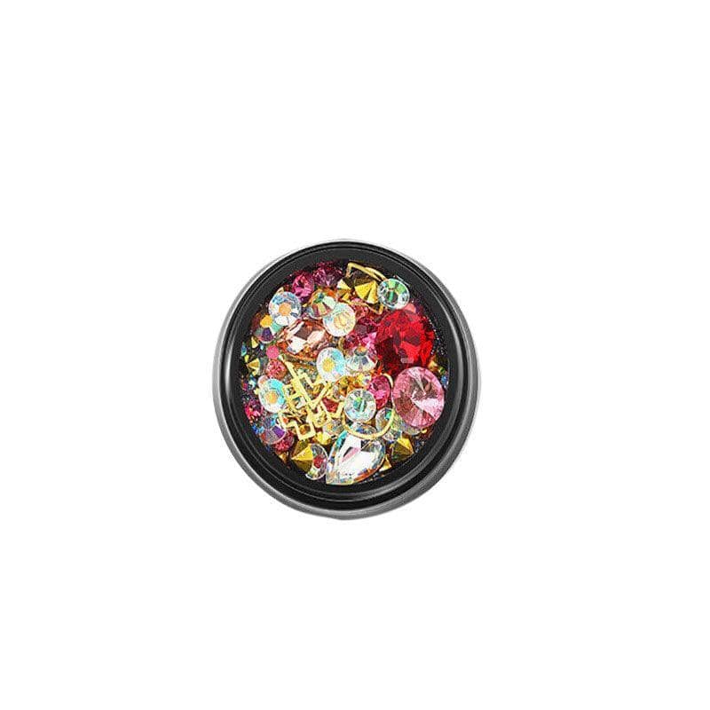 3D Nail Art Rhinestone Decoration Jar - Pink and Red Crystals