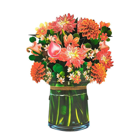 3D Pop-Up Flower Bouquet Greeting Card - Dahlia Flower