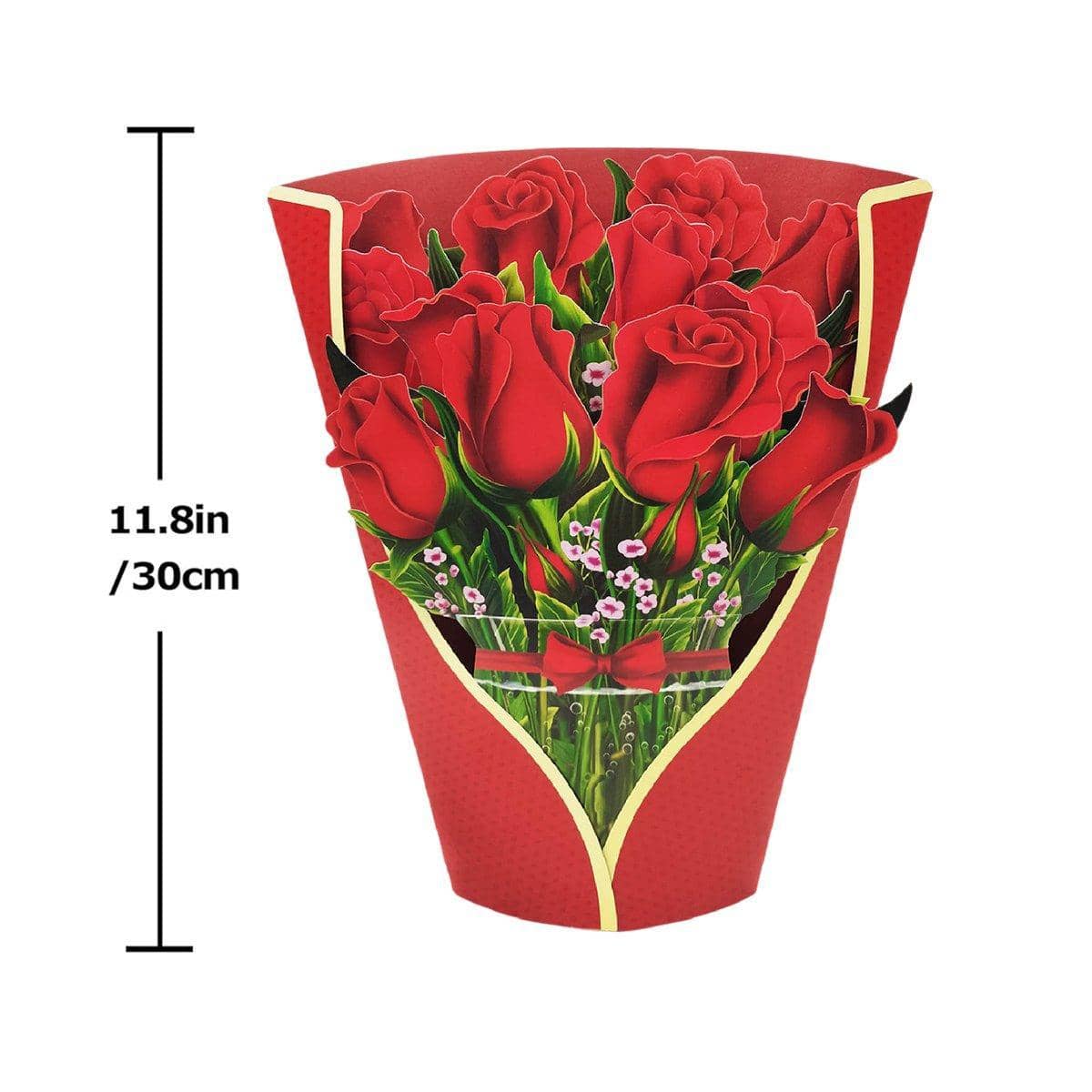 3D Pop-Up Flower Bouquet Greeting Card - Red Rose - view 4