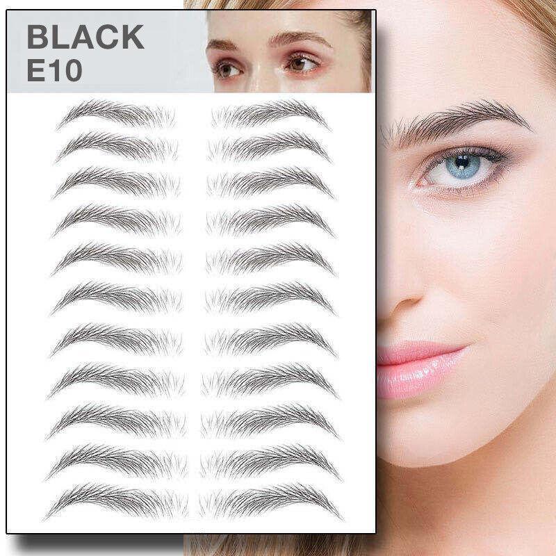3D Waterproof Eyebrow Tattoo Stickers, Hair-Like Natural Brows - Black (E10)
