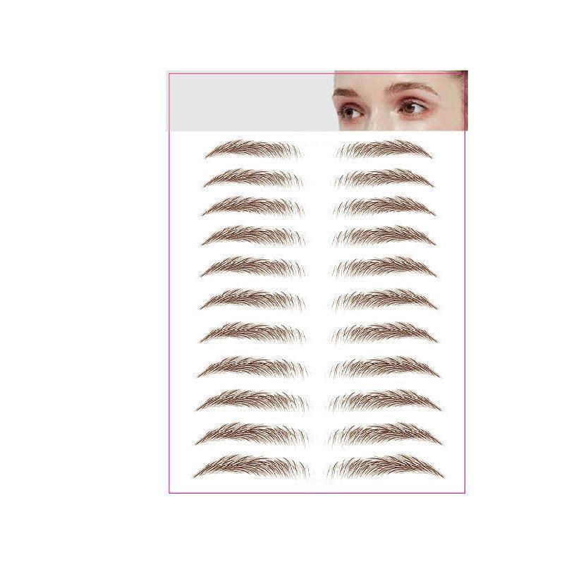 3D Waterproof Eyebrow Tattoo Stickers, Hair-Like Natural Brows - Brown (JY09)