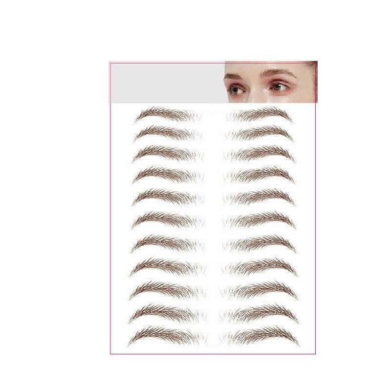3D Waterproof Eyebrow Tattoo Stickers, Hair-Like Natural Brows - Brown (JY10)