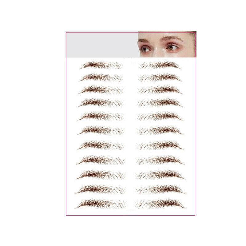 3D Waterproof Eyebrow Tattoo Stickers, Hair-Like Natural Brows - Brown (JY13)