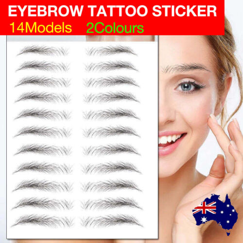 3D Waterproof Eyebrow Tattoo Stickers, Hair-Like Natural Brows - Dark Brown (JY14) - view 2