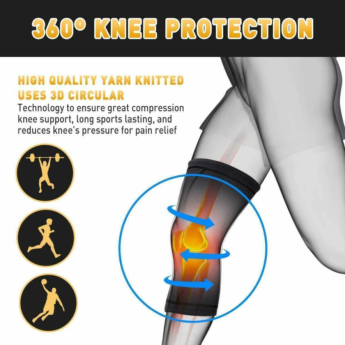 3D Weave Knee Support Sleeve, Breathable - Orange, Size L, 1 Unit - view 4