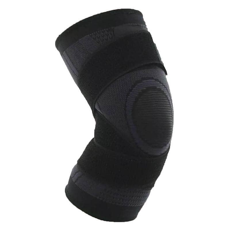 3D Weaving Knee Brace Sleeve with Strap - Black, Size L