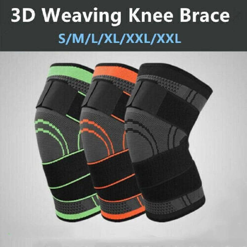 3D Weaving Knee Brace Support Sleeve with Strap - Orange, Large - view 2