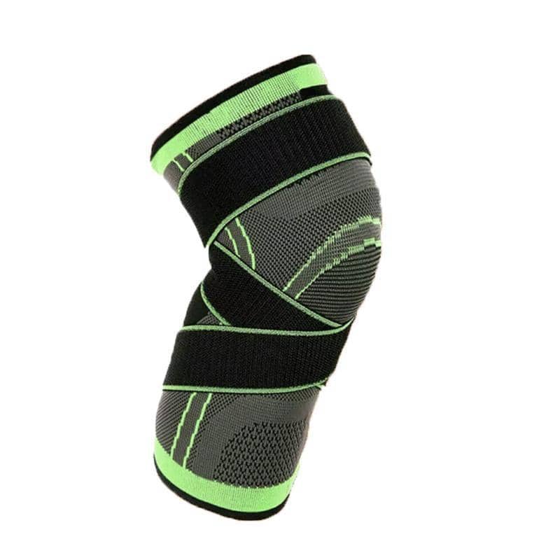 3D Weaving Knee Support Sleeve with Strap - Green and Black, Size XXL