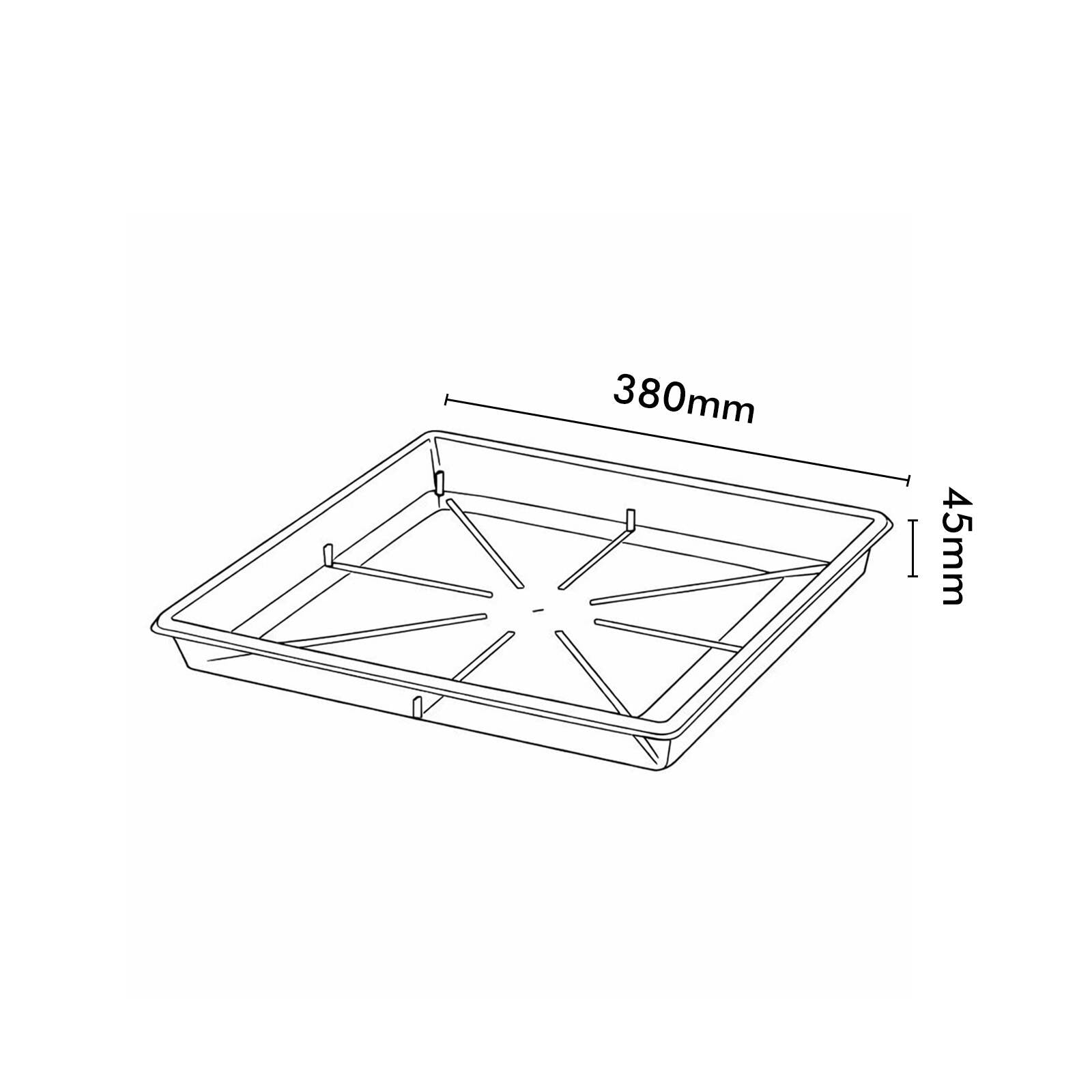 Eden 380mm Clear Porto Square Planter Saucer - Polypropylene Plant Tray