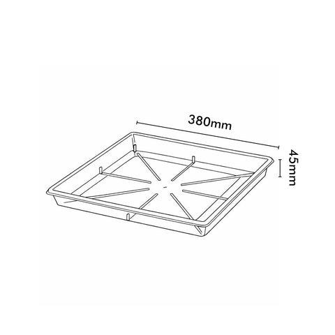 Eden 380mm Clear Porto Square Planter Saucer - Polypropylene Plant Tray