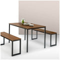 Zinus Louis 3 Piece Dining Set - Table and Two Benches, Seats Four, Steel Frame - AU-TS-4830