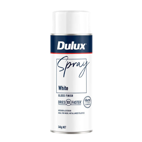 Dulux White Gloss Spray Paint - 340g - 0.34L - Fast Drying - Self-Priming - SuperSaverAU - view 1