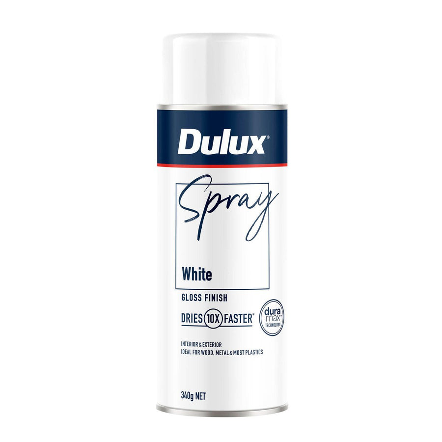Dulux White Gloss Spray Paint - 340g - 0.34L - Fast Drying - Self-Priming - SuperSaverAU - view 1