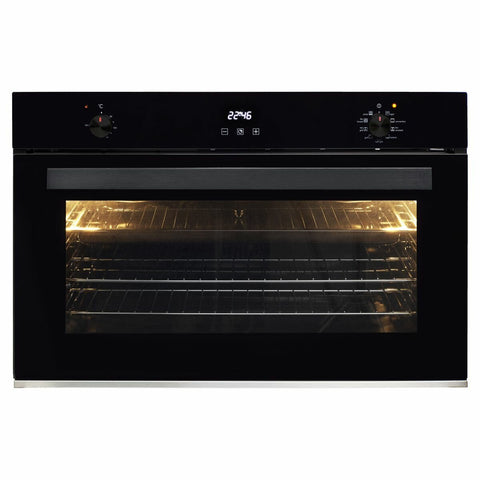 Artusi 90cm Electric Built-In Oven - 115L, Black Glass, Touch Timer, Halogen Lighting - AO960B