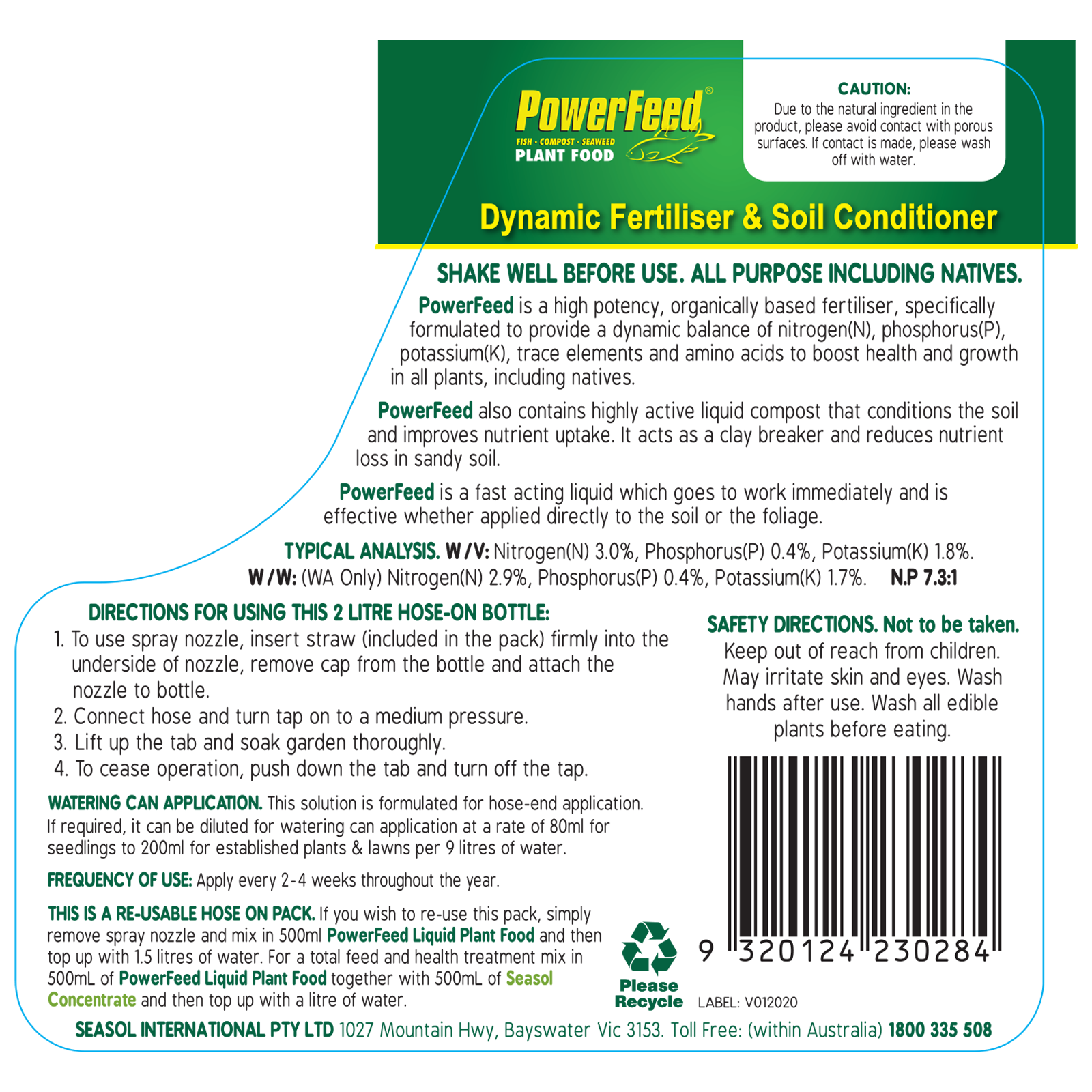 PowerFeed Hose On Liquid Fertiliser Twin Pack 2 x 2L