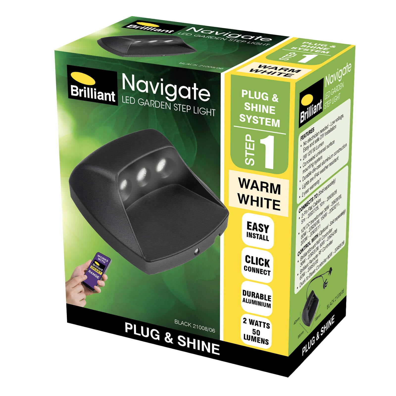 Brilliant Navigate 2W 12V Black LED Garden Step Light 21008/06