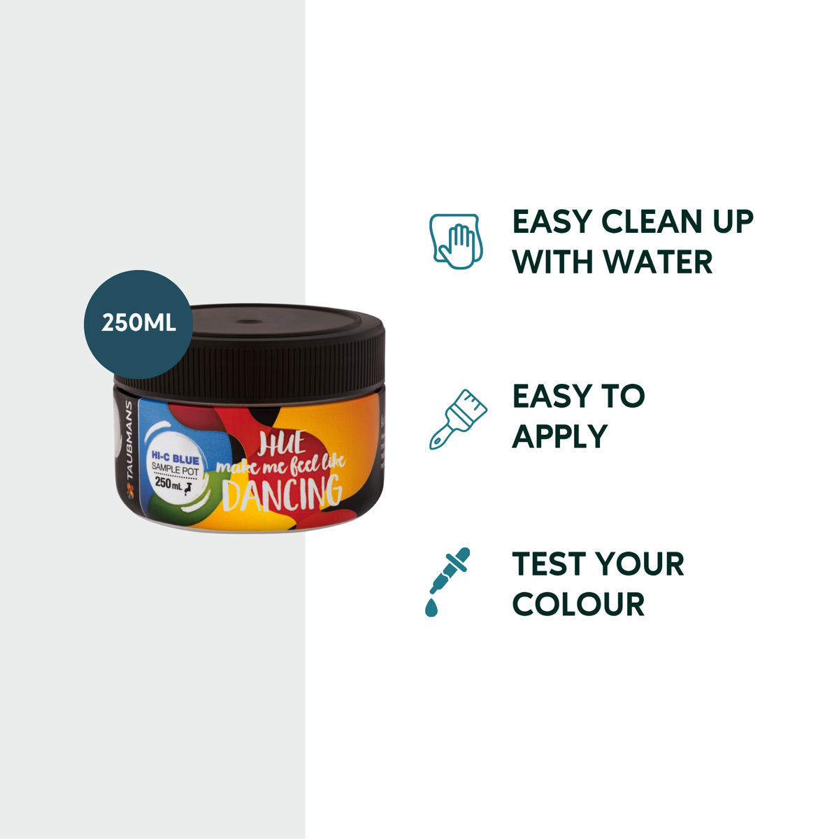Taubmans Hi C Blue Sample Pot 250ml Water-Based Easy Apply - SuperSaverAU - view 2