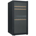 Cantina 127 Bottle Dual Zone Freestanding Wine Cabinet - Black Glass Door - Beech Trim Shelves - CCWID105B