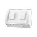 DETA Rhodium Plated Double Outdoor Powerpoint, 250V 10A, White Polycarbonate, IP54