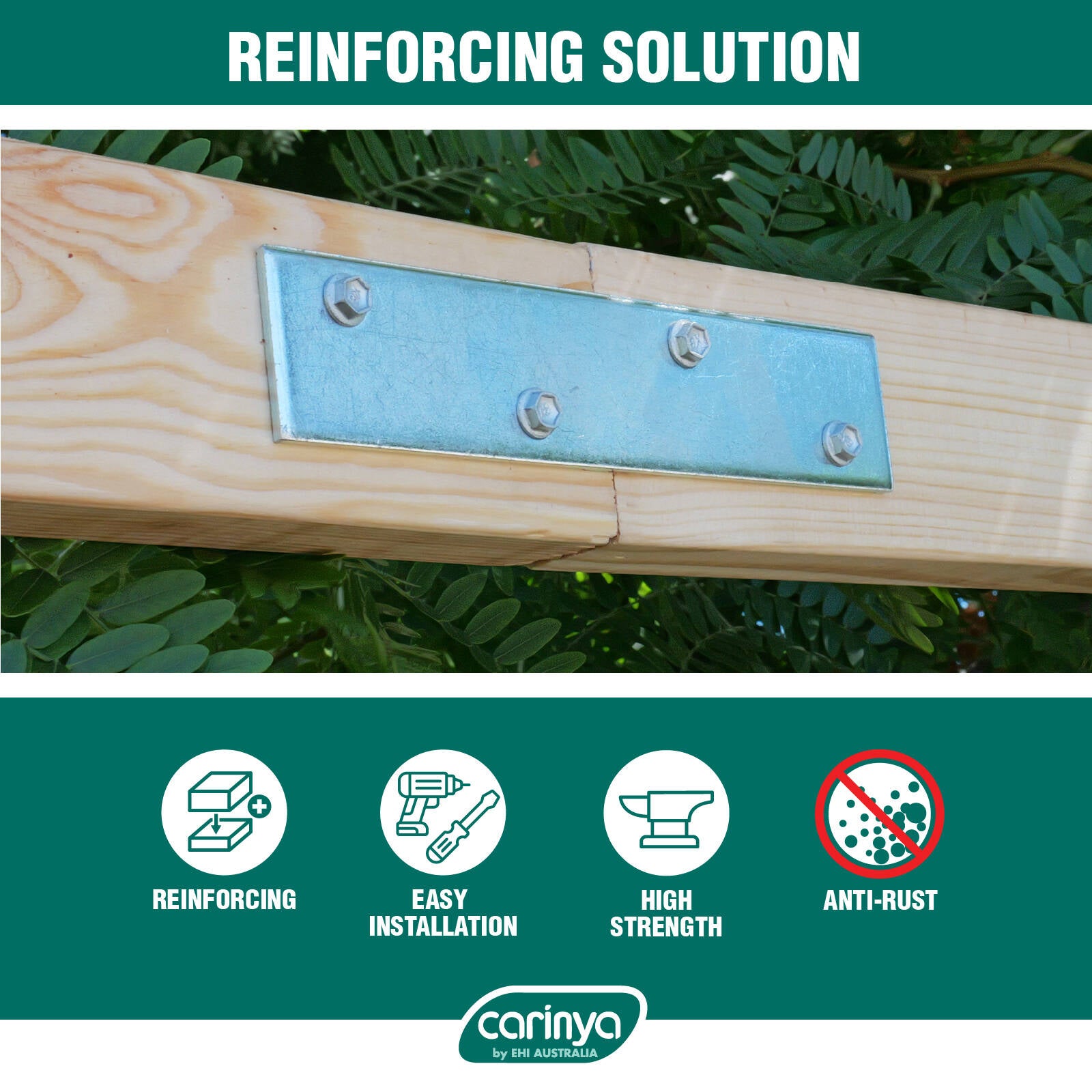 Carinya 140 x 125 x 3.5mm Galvanised Steel Mending Plate Bracket