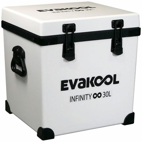 EvaKool 30L Fibreglass Infinity IceBox - White High Gloss, 44mm Insulation, Drainage Bung - E030