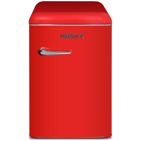 Husky 118L retro style bar fridge - red, 12L freezer compartment, adjustable shelves - HUSRET135RDHU