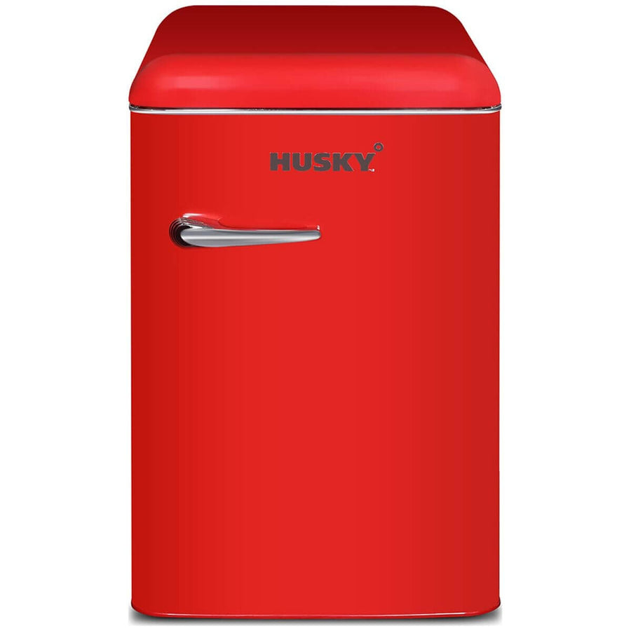 Husky 118L retro style bar fridge - red, 12L freezer compartment, adjustable shelves - HUSRET135RDHU