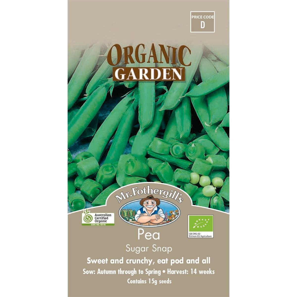 Mr Fothergill Sugar Snap Pea Seeds - 14 Weeks - Organic - Easy to Grow - SuperSaverAU - view 1