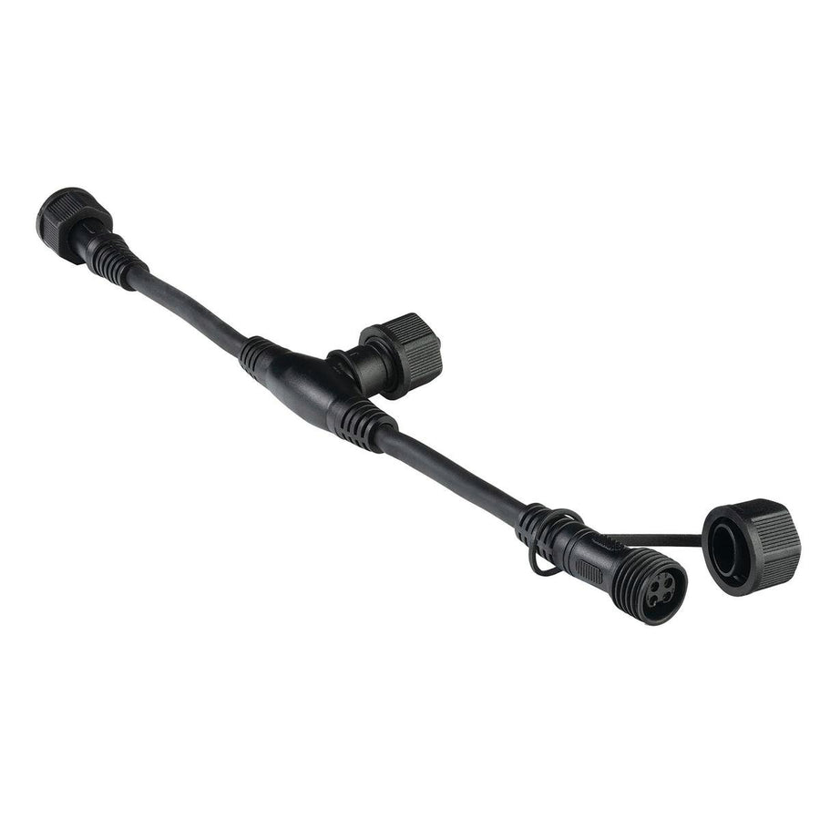 Brilliant Lighting T Piece Connector - 4-Pin RGB Garden Light Splitter - IP68 Waterproof - 15mm x 15mm x 100mm - Black - SuperSaverAU - view 1
