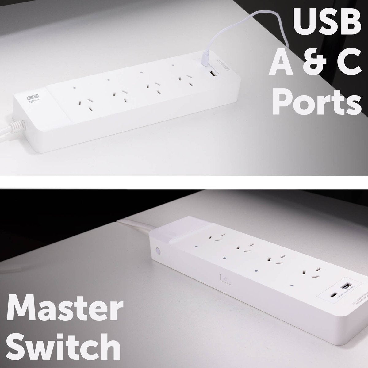 Arlec Grid Connect Smart 4 Outlet Powerboard - 4.2A USB A&C Charger - White - SuperSaverAU - view 2