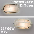 Arlec White Oval Caged Bunker Light 60W E27 Weather Resistant ABL110WH