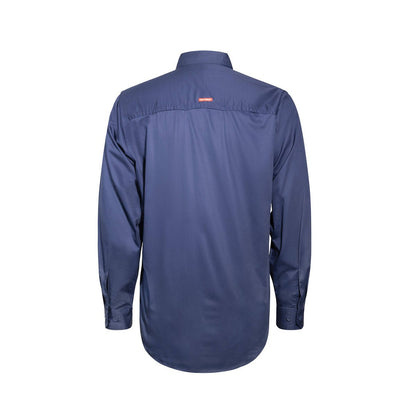 Hard Yakka Navy Core Lightweight Vented Long Sleeve Shirt Size L - Breathable Cotton - 2 Chest Pockets