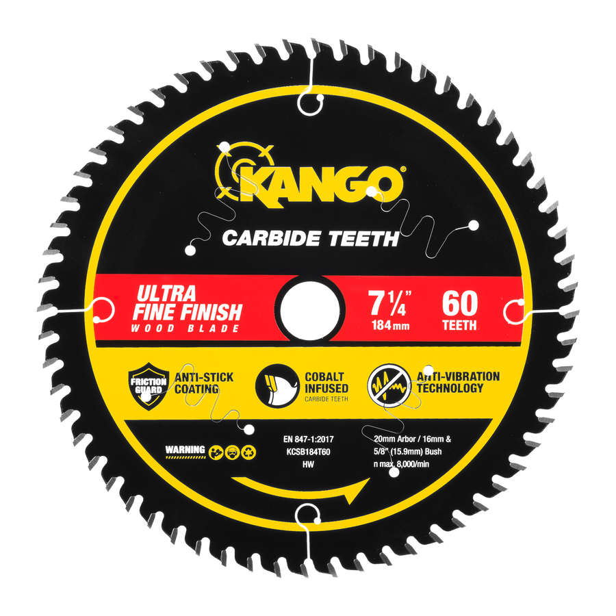 Kango 184mm 60T Wood Circular Saw Blade for Clean Cuts in Timber