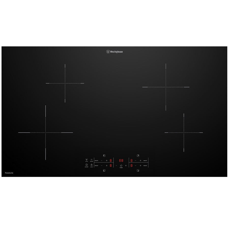 Westinghouse 90cm 4 Zone PowerLite Induction Cooktop - PowerBoost, Pause Function, Hob2Hood - WHI942BE